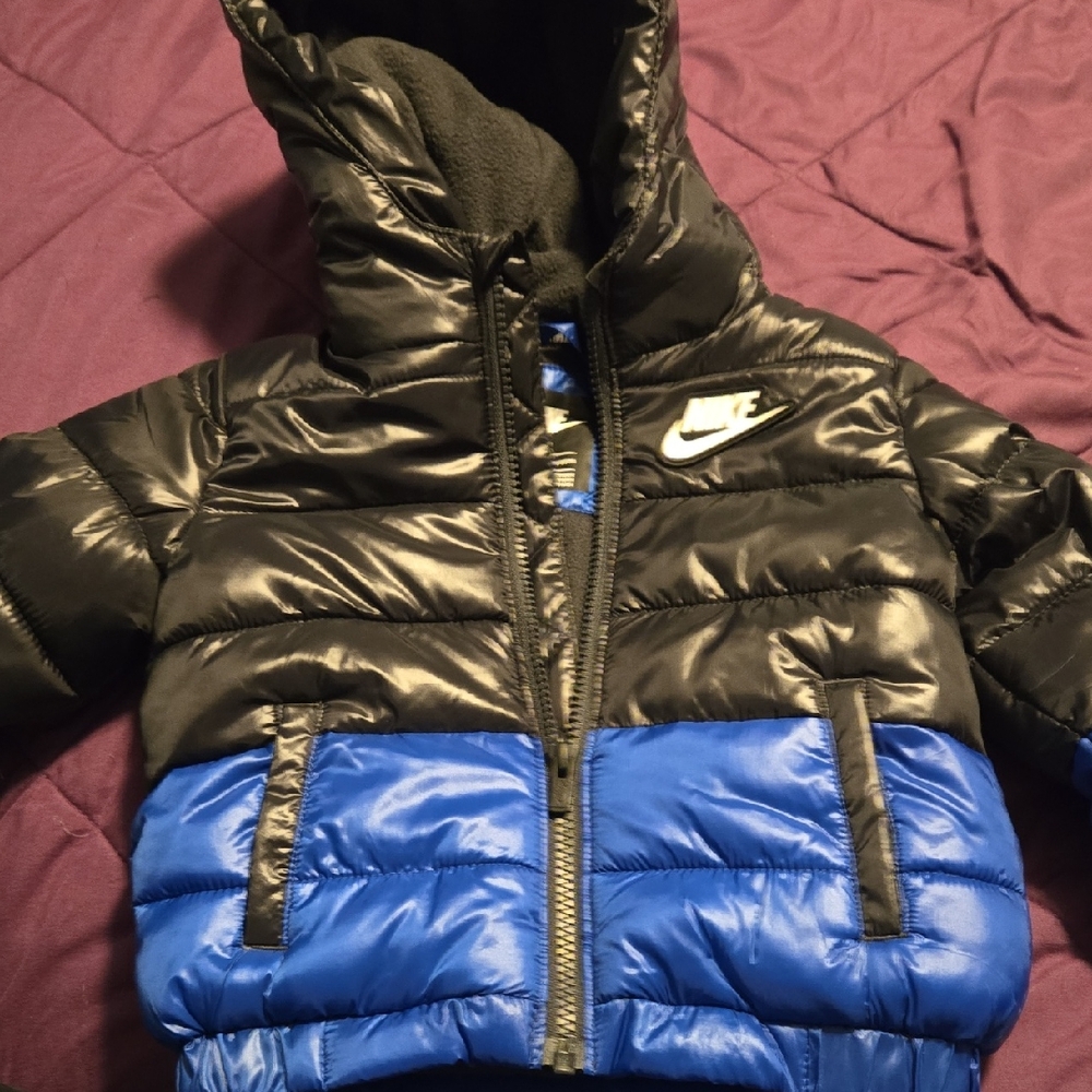 Nike Kids Black and Blue Puffer Jacket